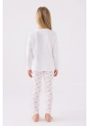 Kız Çocuk Beyaz Uzun Kol Pijama Takım