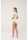 Kadın Beyaz Kısa Kollu Çıtçıtlı Body 66286