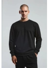Erkek Bisiklet Yaka Uzun Kol Basıc Sweatshirt Siyah