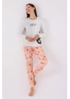 Kadın Beyaz Uzun Kol Pijama Takım