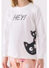 Kız Çocuk Beyaz Uzun Kol Pijama Takım