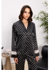 Saten Kadın Pijama Takımı - 1320 Siyah