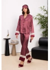 Saten Kadın Pijama Takımı - 1320 Bordo
