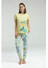 Kadın Sarı Kısa Kol Pijama Takım