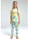 Kız Çocuk Sarı Kısa Kol Pijama Takım