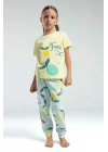 Kız Çocuk Sarı Kısa Kol Pijama Takım