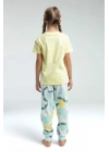 Kız Çocuk Sarı Kısa Kol Pijama Takım