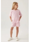 KIZ ÇOCUK ŞORT TAKIM - TOZ PEMBE