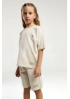 Kız Çocuk Krem Bermuda Takım