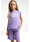 Kız Çocuk Mor Bermuda Takım