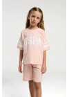 U.S. Polo Assn. Kız Çocuk Pembe Bermuda Takım