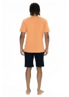 U.s Polo Assn. 18881 Erkek Kısa Kollu Bisiklet Yaka Şortlu Pijama Takımı-Turuncu