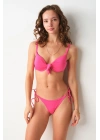 Maya Dolgulu Bikini Tek Üst Pembe 239101