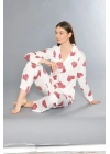 Kadın Yazlık Uzun Kol Önden Düğmeli Pijama Takımı 790-71