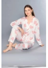 Kadın Yazlık Uzun Kol Önden Düğmeli Pijama Takımı 790-71