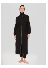 Biyeli Oversize Uzun Tesettür Mayo - Siyah -