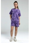 Kız Çocuk Mor Şort Takım