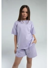 Kız Çocuk Mor Şort Takım