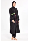 Uzun Tam Boy Spor Likra Tam Kapalı Tesettür Mayo 1228 Siyah