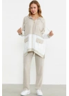 Blok Renk Geçişli Tunik Takım - Taş