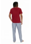 U.s Polo Assn. 18915 Erkek Kısa Kollu Yakası Düğmeli Pijama Takımı-Bordo