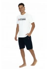 U.s Polo Assn. 18871 Erkek Kısa Kollu Bisiklet Yaka Şortlu Pijama Takımı-Ekru