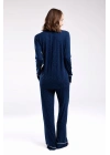 Kadın Lacivert Gömlek Pijama Takım