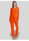 A318 YUMUŞAK DOKU TURUNCU KADIN PİJAMA TAKIMI