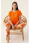 Sirplicity Turuncu Kadın Kısa Kol Pijama Takımı
