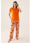 Sirplicity Turuncu Kadın Kısa Kol Pijama Takımı