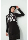 Crop Görünümlü Fermuarlı Tam Kapalı Tesettür Mayo 25343-25 Siyah