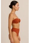 241231 Kadın Tarçın Dolgulu Straplez Yüksek Bel Bikini Takım