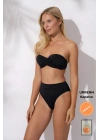 Düğüm Detaylı Yüksek Bel Dolgulu Straplez -urrenn Kapatıcı Hediyeli- 2025 Yeni Sezon Bikini Takımı