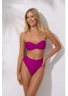 Yüksek Bel Straplez Bikini Takımı – Siyah Mor Turuncu Beyaz | Dolgulu, Toparlayıcı, Plaj Şıklığı