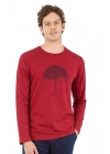 6070 Erkek Uzun Kollu Bisiklet Yaka Pijama Takımı-Bordo