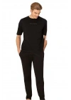 6086 Erkek Kısa Kollu Bisiklet Yaka Oversize Pijama Takım-Siyah