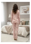 Yeni Sezon Kadın Kışlık Süet Uzun Kollu Önü Düğmeli Yumuşak Dokulu Pijama Takımı 49002
