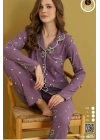 Yeni Sezon Kadın Kışlık Süet Uzun Kollu Önü Düğmeli Yumuşak Dokulu Pijama Takımı 49001