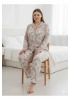 Yeni Sezon Battal Yakalı önden düğmeli yumuşak viskon pijama takımı 12026