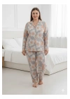 Yeni Sezon Battal Yakalı önden düğmeli yumuşak viskon pijama takımı 12026