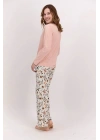 Çiçekli Mocha Kadın Pijama Takımı