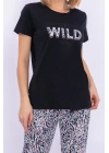 Wild Siyah Kadın Slim Fit Takım