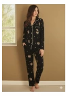 Yeni Sezon Kadın Kışlık Süet Uzun Kollu Önü Düğmeli Yumuşak Dokulu Pijama Takımı 49015