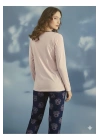 Yeni Sezon Kadın 3 Düğmeli Bisiklet Yaka Viskon Pijama Takımı 35924