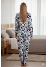 Yeni Sezon Yakalı önden düğmeli yumuşak viskon pijama takımı 52031