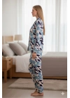 Yeni Sezon Yakalı önden düğmeli yumuşak viskon pijama takımı 52031
