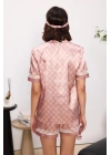Saten Biyeli Kadın Pijama Takımı - 1325 Brandy