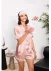 Saten Biyeli Kadın Pijama Takımı - 1325 Brandy