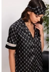 Saten Biyeli Kadın Pijama Takımı - 1325 Siyah