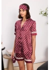 Saten Biyeli Kadın Pijama Takımı - 1325 Bordo